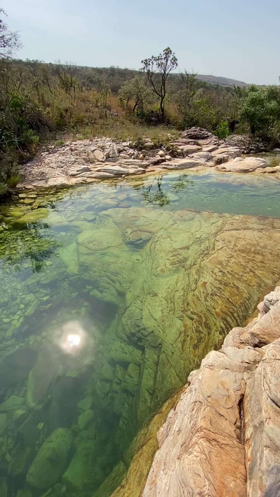 Poço verde e cristalino no Ribeirão Quebra Anzol, São João Batista do Glória