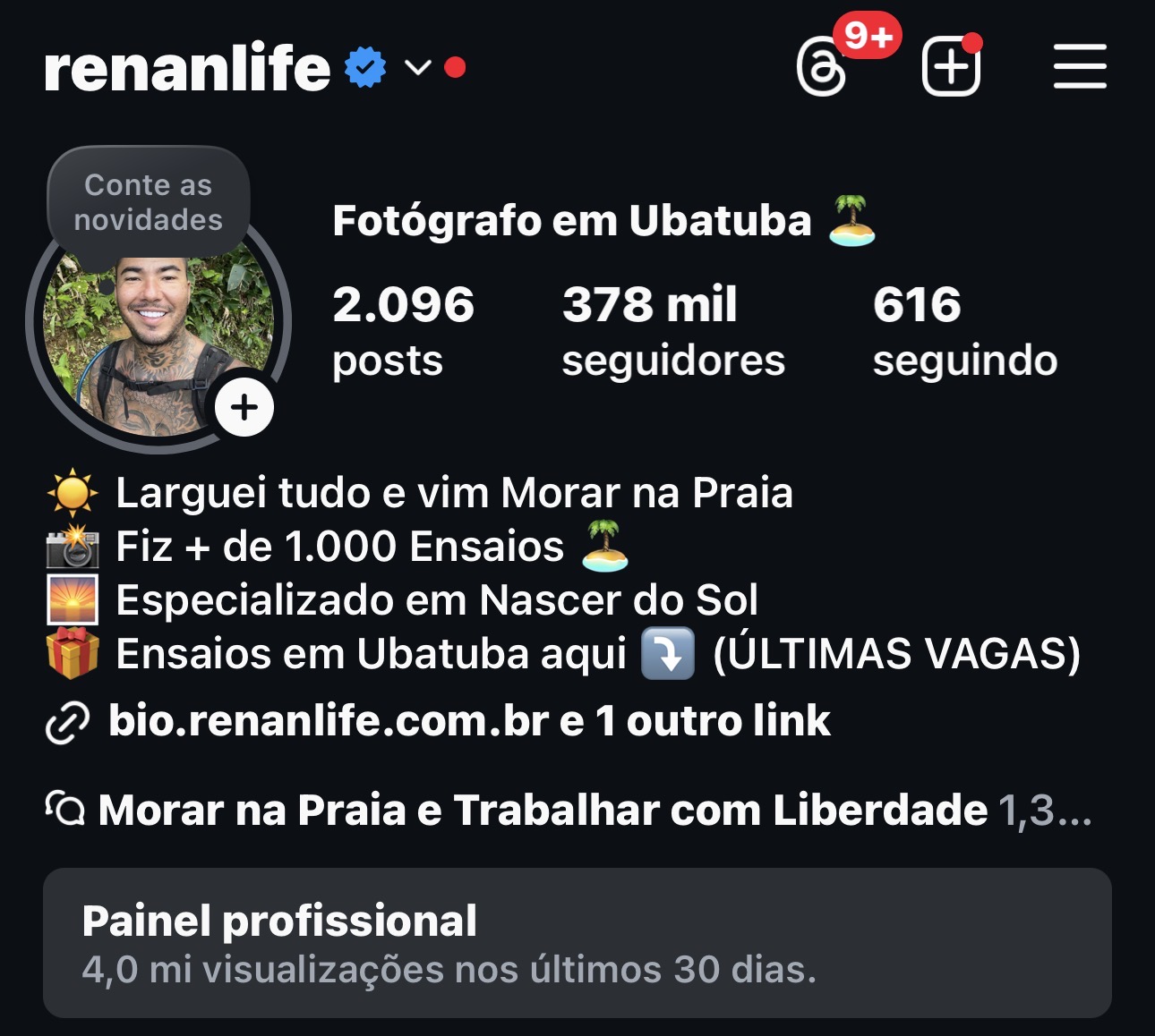 Prova Social - Instagram @renanlife com 378K+ seguidores