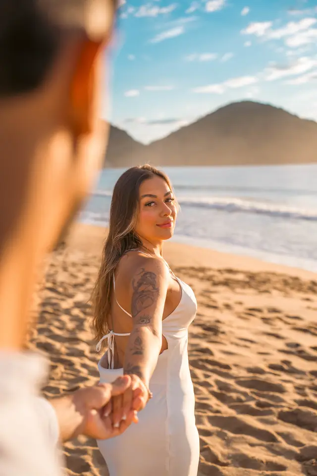Ensaio de casal na praia em Ubatuba, foto de Renan Life fotógrafo