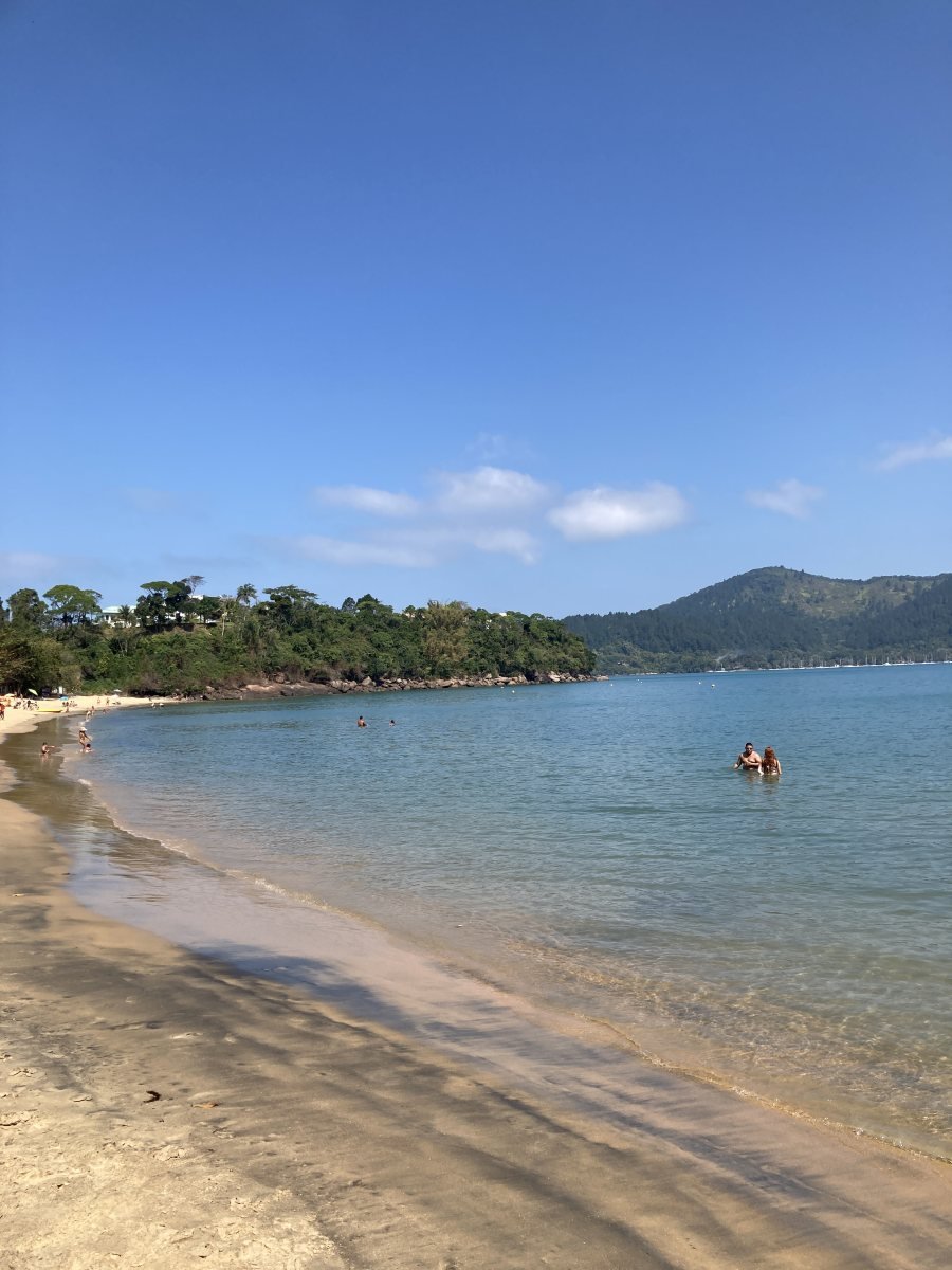 Areia e mar calmo da Praia de Santa Rita, em Ubatuba