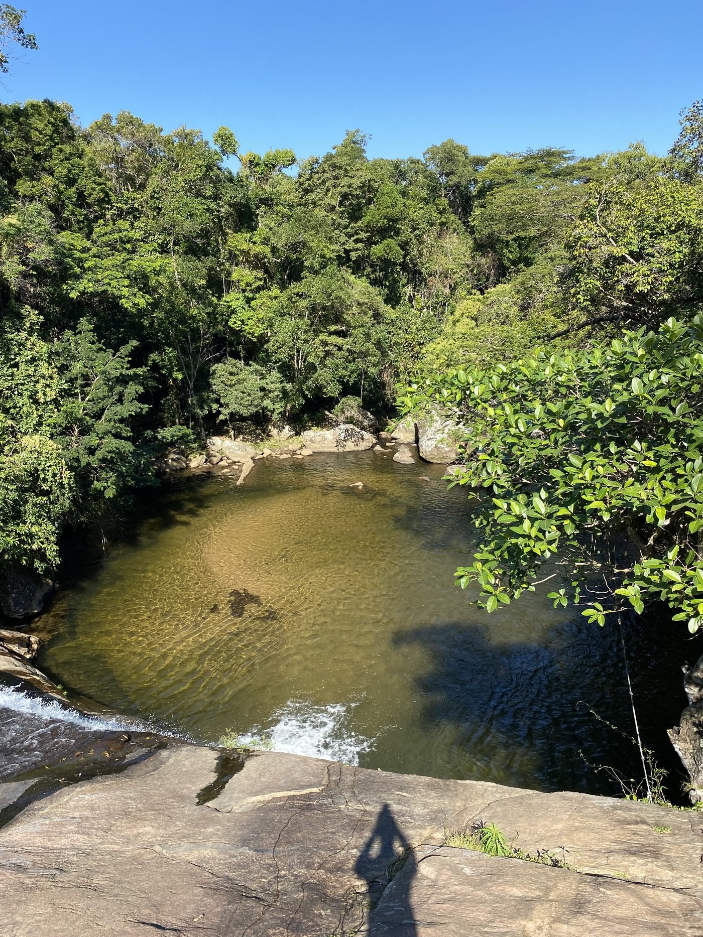 Poço verde cercado de mata na Cachoeira do Prumirim, Ubatuba